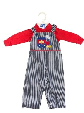NWOT Healthtex vintage train overalls + matching turtleneck 6M